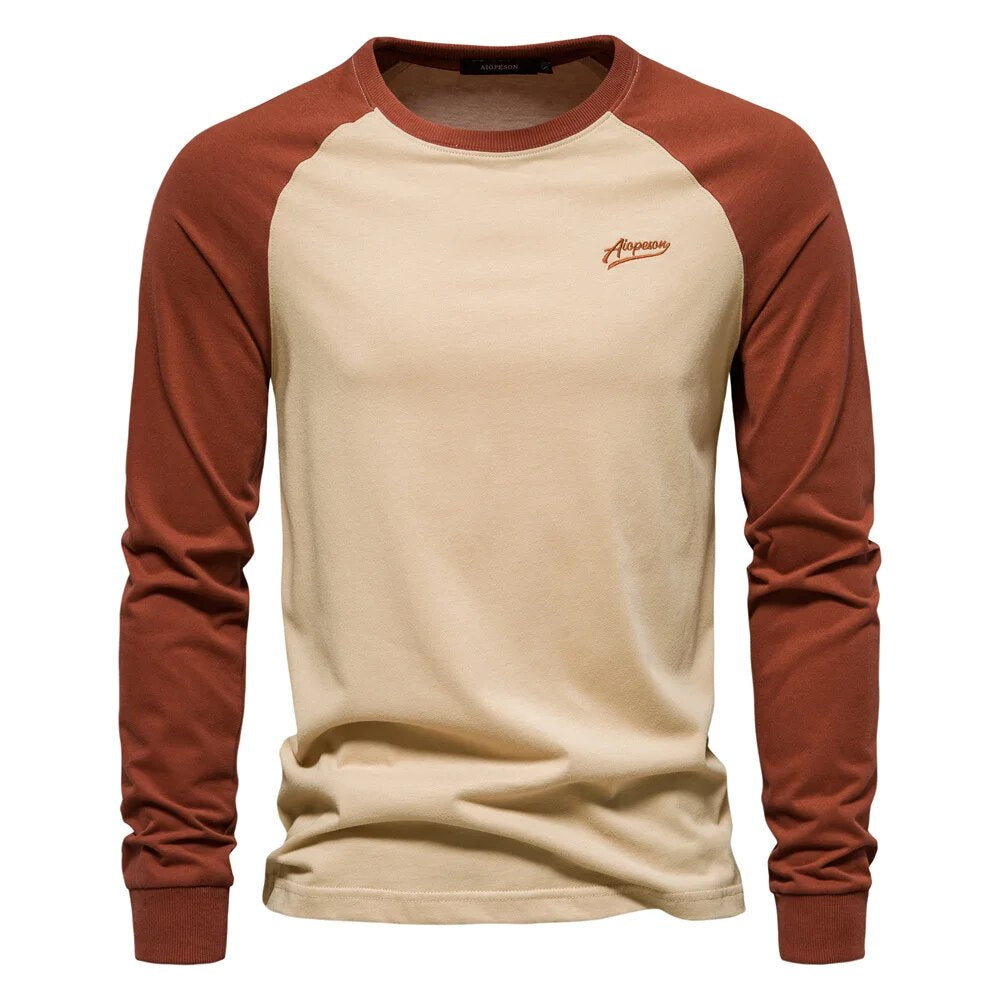 Enzo - Maglia a Maniche Lunghe Bicolore per l'Autunno per Uomo