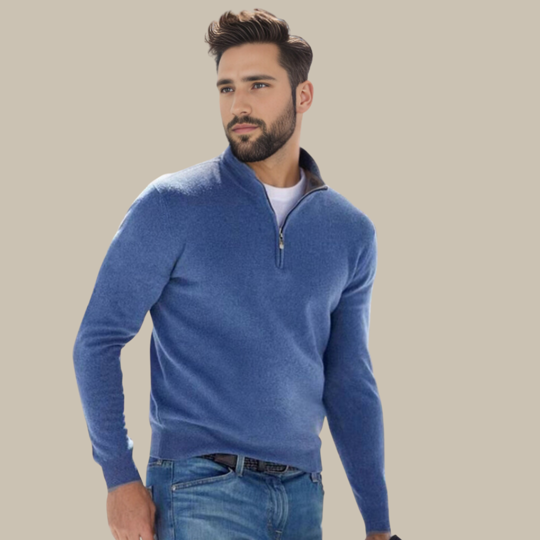 Zoe - Maglione di lusso leggero in cashfeel con zip a metà