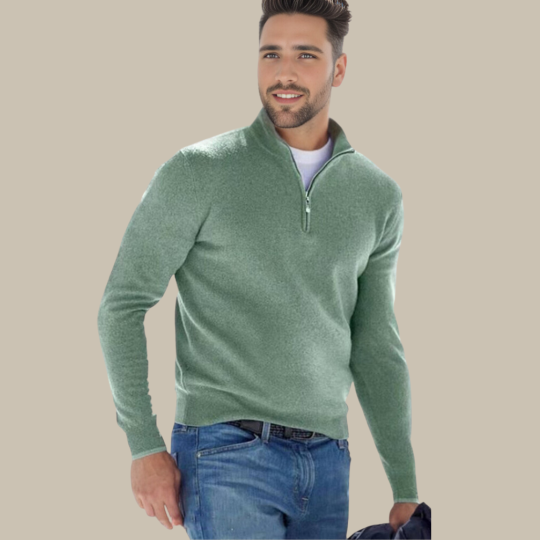 Zoe - Maglione di lusso leggero in cashfeel con zip a metà