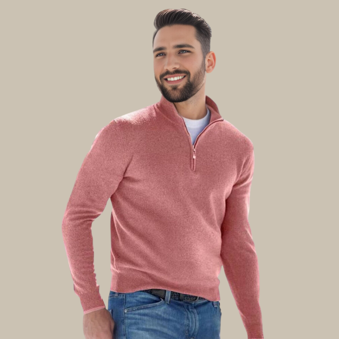 Zoe - Maglione di lusso leggero in cashfeel con zip a metà