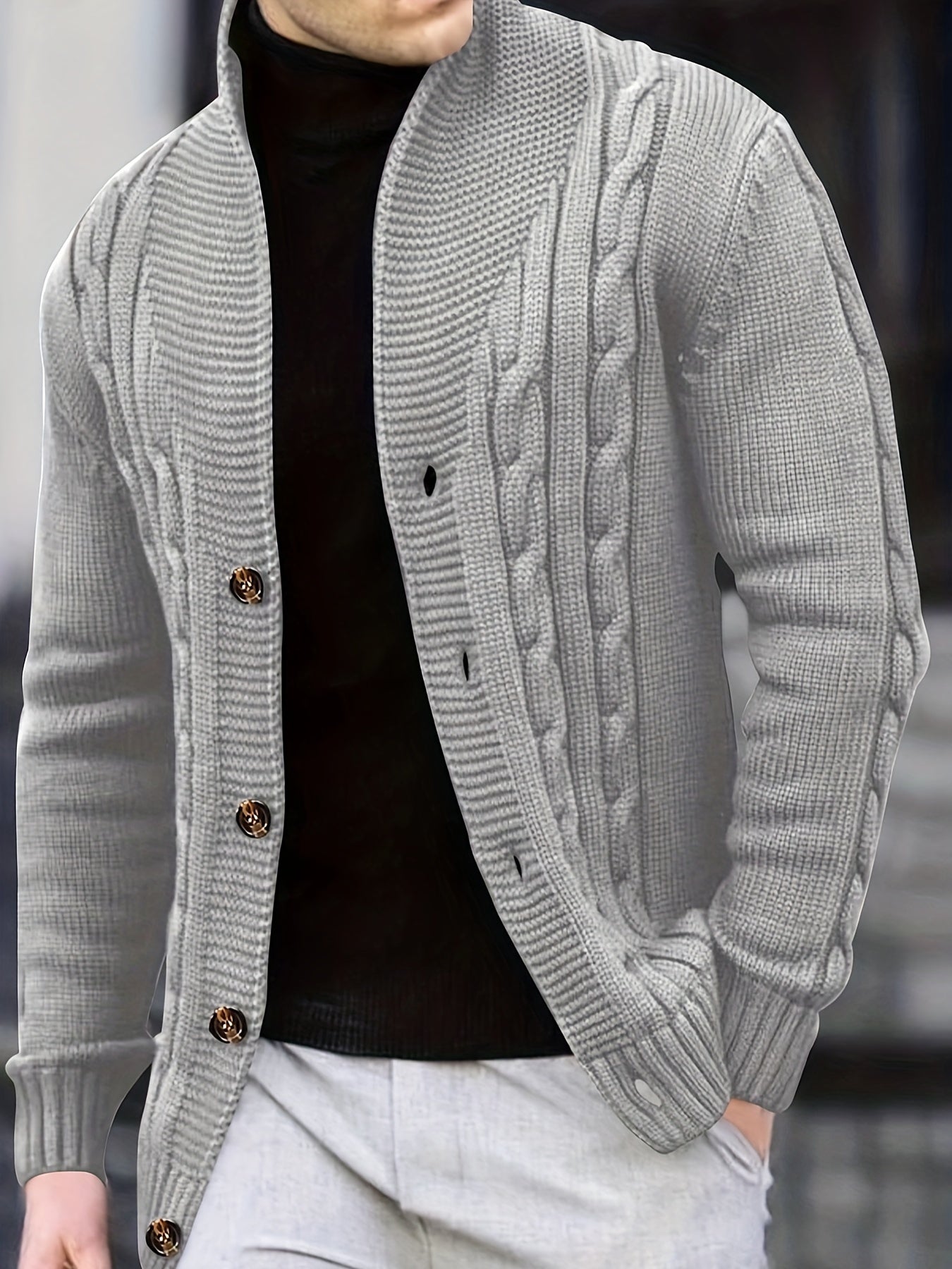 Bennette - Maglione da uomo lavorato a maglia con maniche lunghe e chiusura a bottoni