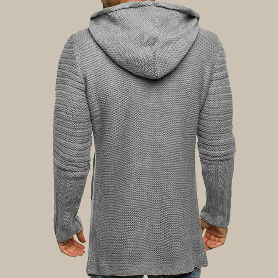 Cardigan lavorato a maglia | Cardigan con cappuccio da uomo lavorato a maglia lunga