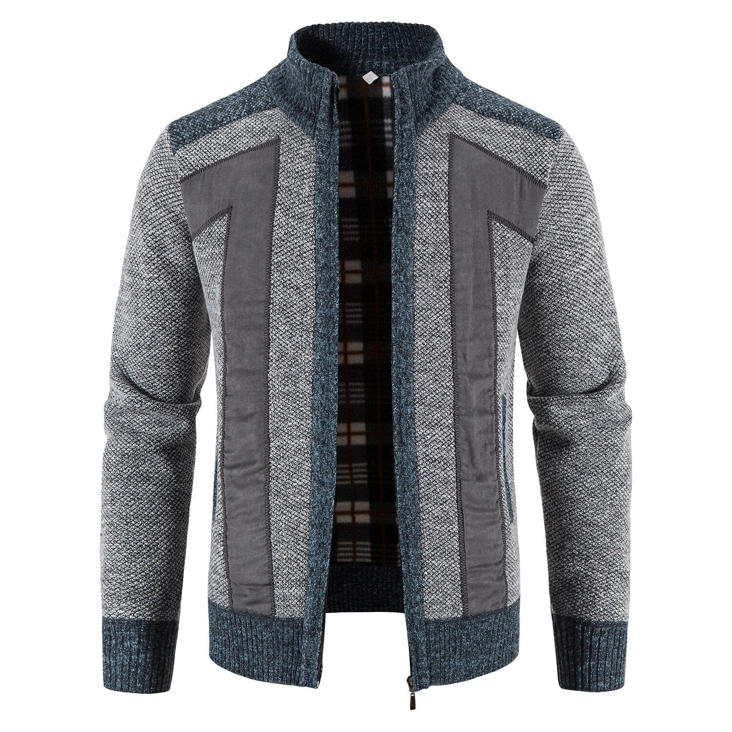 Travis - Cardigan a Collo Alto in Maglia con Zip per Uomo