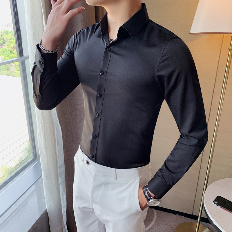 Valerio - Camicia elegante da uomo con tessuto elasticizzato e anti-sudore