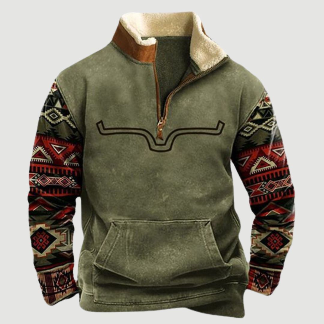 Cassian - Maglione Invernale Vintage con Mezza Zip in Pile per Uomo