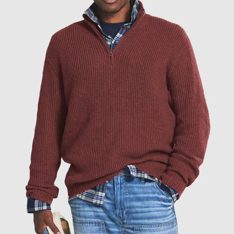 Enzo - Maglione in cashmere caldo con collo a zip per un inverno elegante