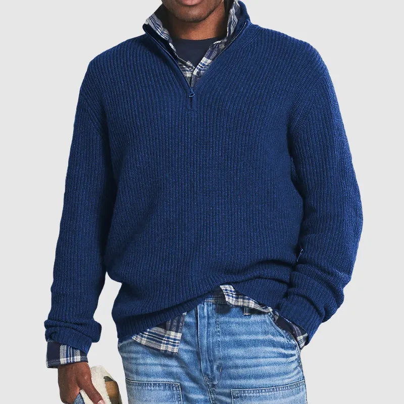 Enzo - Maglione in cashmere caldo con collo a zip per un inverno elegante