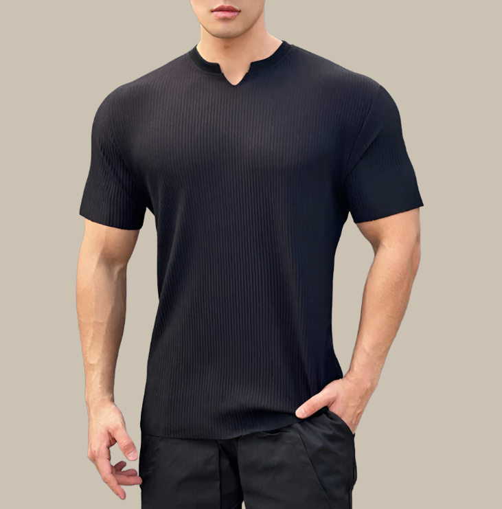 Samuele - Camicia muscle-fit premium con scollo a V per uomo