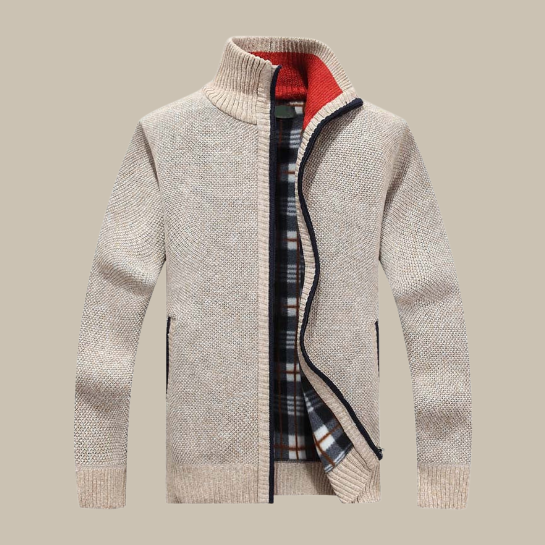 Giorgio - Cardigan classico con colletto alto e zip per un look sofisticato
