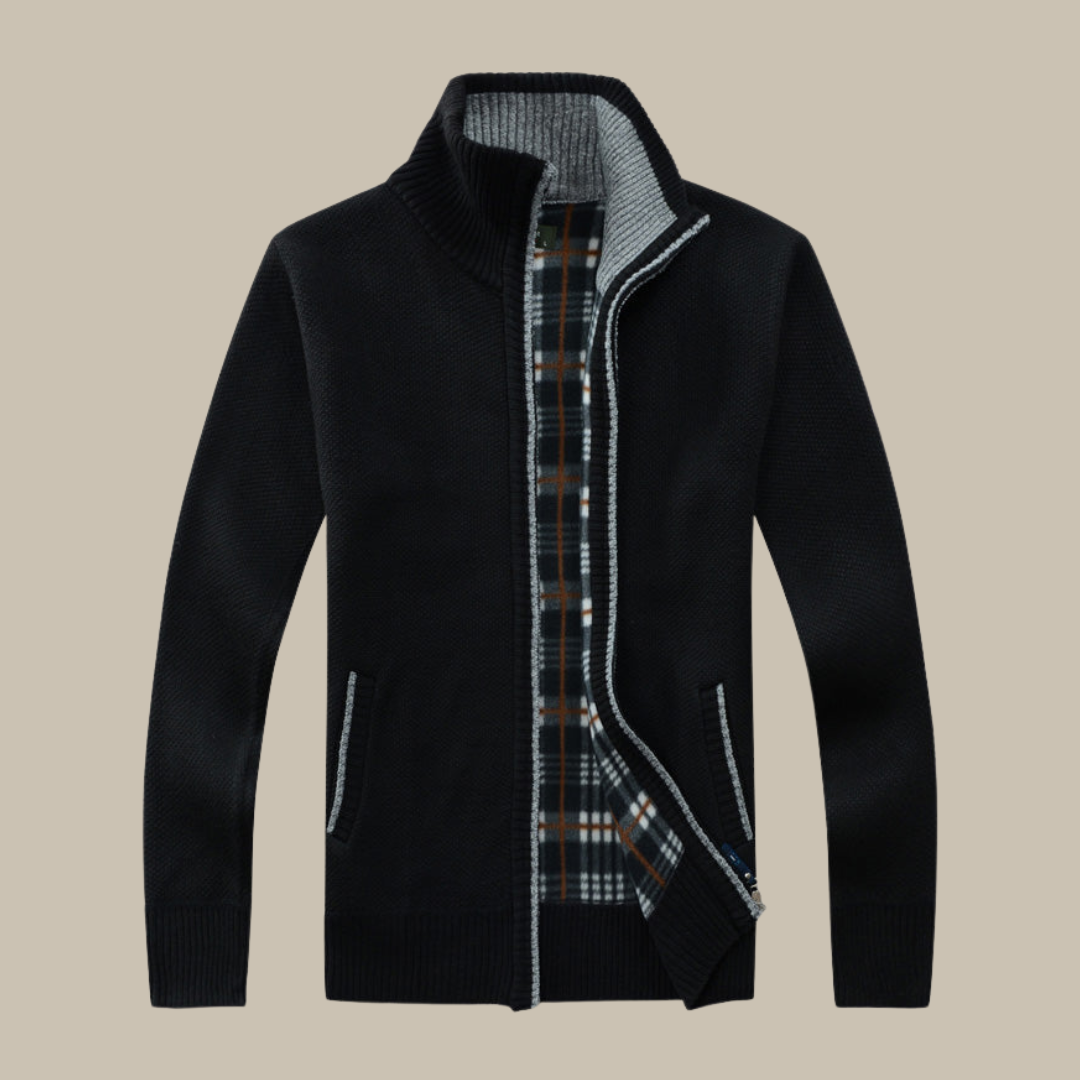 Giorgio - Cardigan classico con colletto alto e zip per un look sofisticato