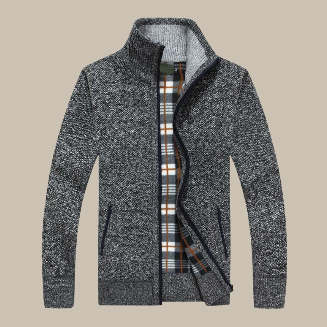 Giorgio - Cardigan classico con colletto alto e zip per un look sofisticato