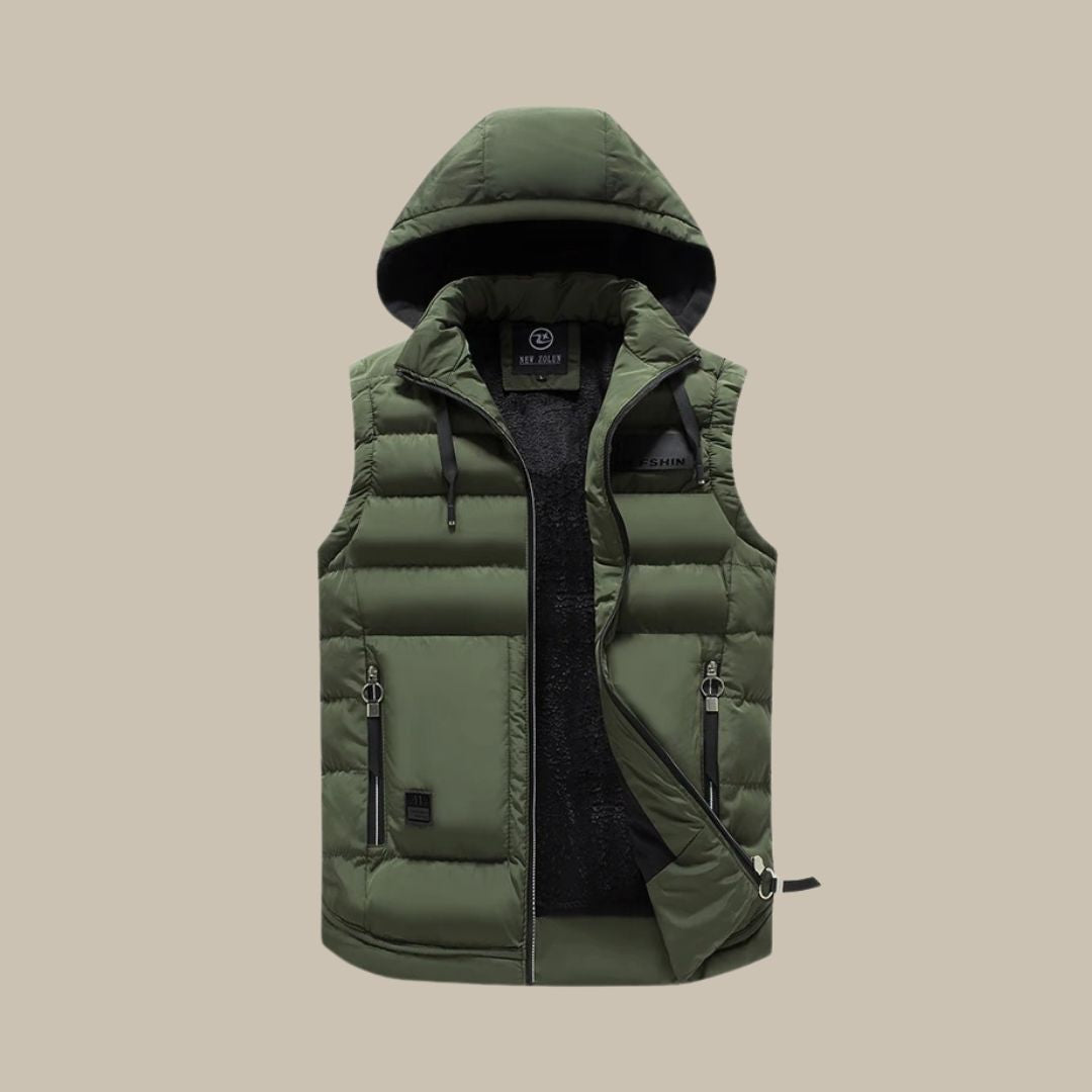 Onice - Gilet imbottito casual con cappuccio per uomini
