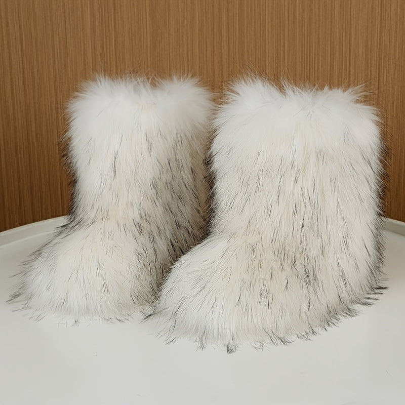 Stivali Invernali Fluffy con Pelliccia Sintetica per Donna