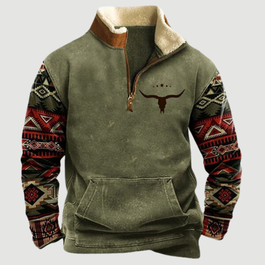 Cassian - Maglione Invernale Vintage con Mezza Zip in Pile per Uomo