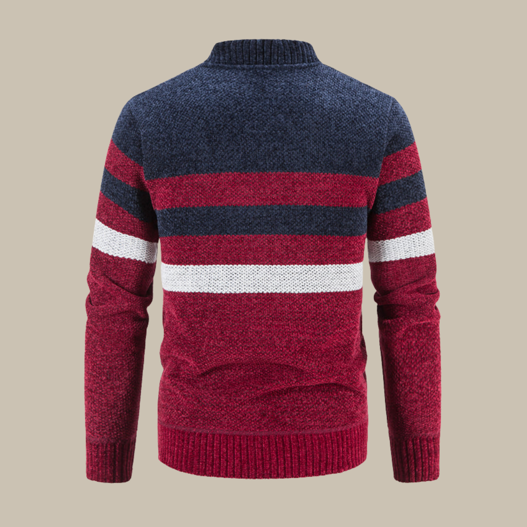 Marco - Cardigan classico a righe con colletto bomber per uomini