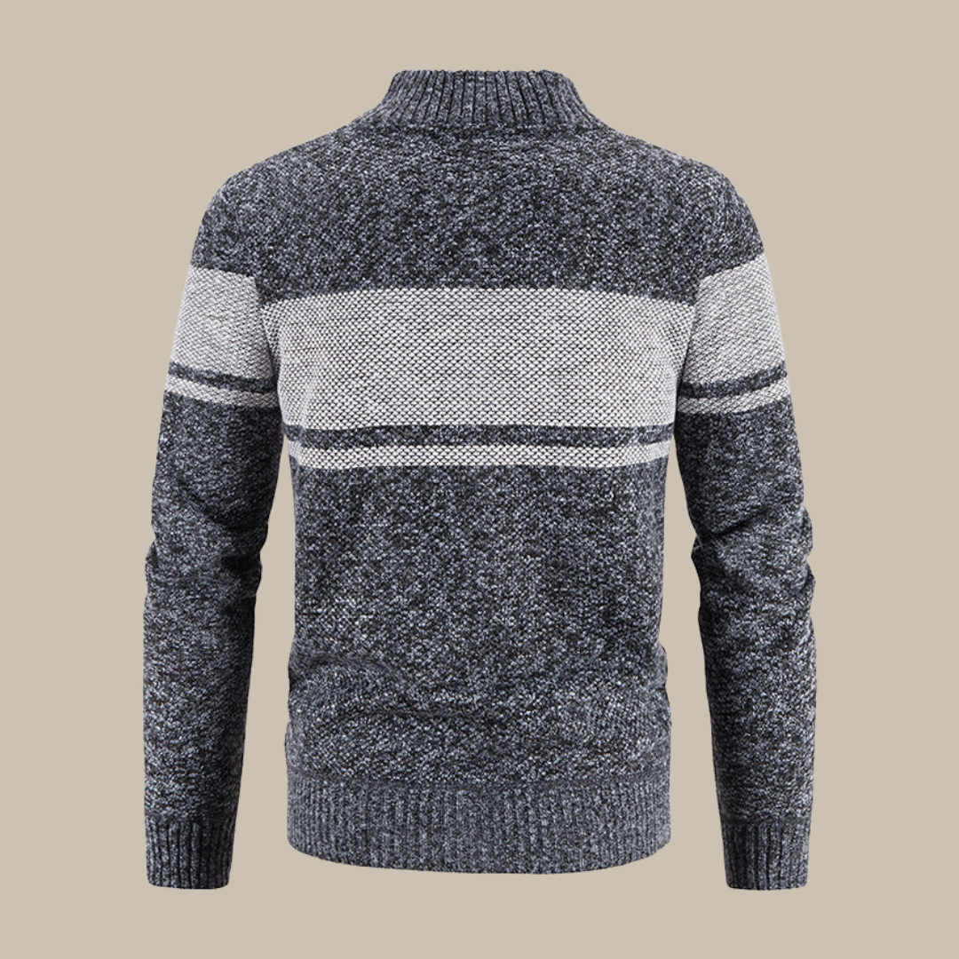 Marco - Cardigan classico a righe con colletto bomber per uomini