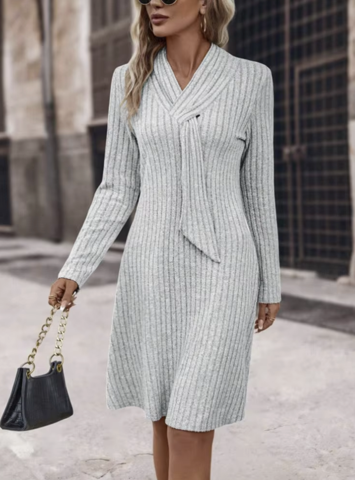 Valeen – Abito lavorato a maglia con maniche lunghe