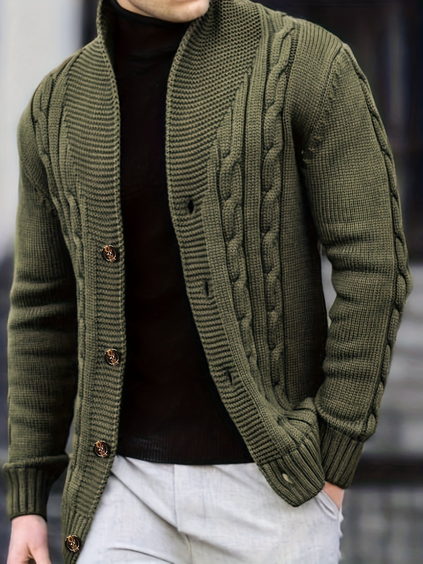 Bennette - Maglione da uomo lavorato a maglia con maniche lunghe e chiusura a bottoni