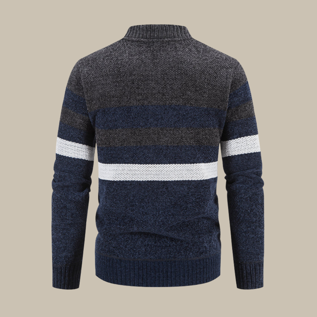 Marco - Cardigan classico a righe con colletto bomber per uomini