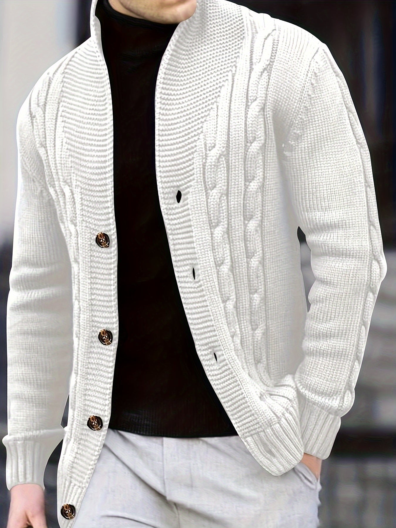 Bennette - Maglione da uomo lavorato a maglia con maniche lunghe e chiusura a bottoni