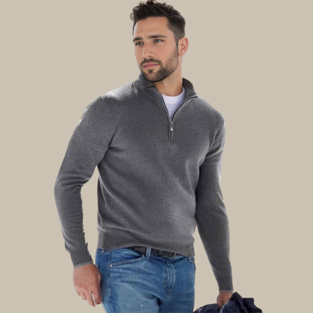 Zoe - Maglione di lusso leggero in cashfeel con zip a metà