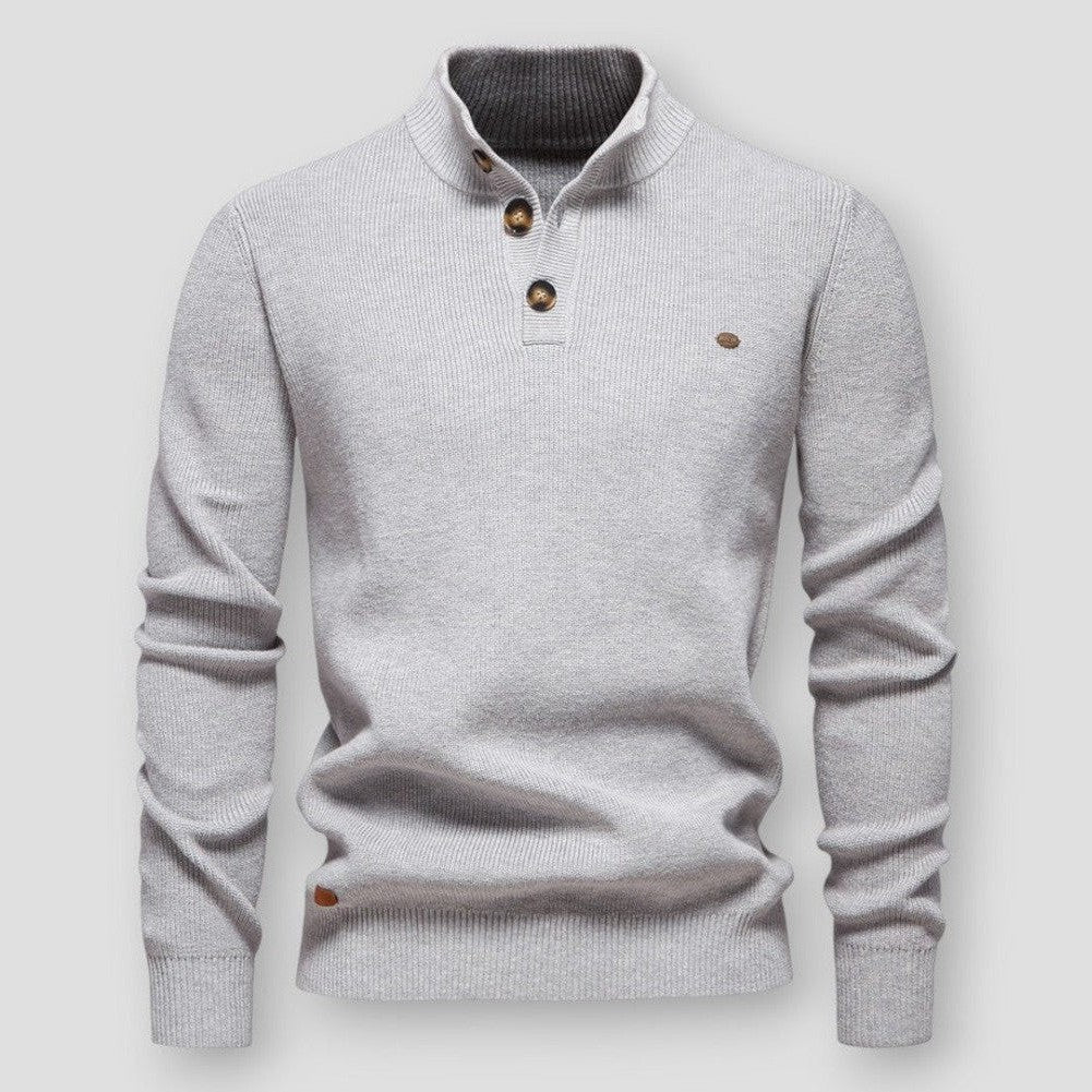 Osric – Maglione in Maglia Caldo per l’Autunno con Collo Alto Abbottonato per Uomo