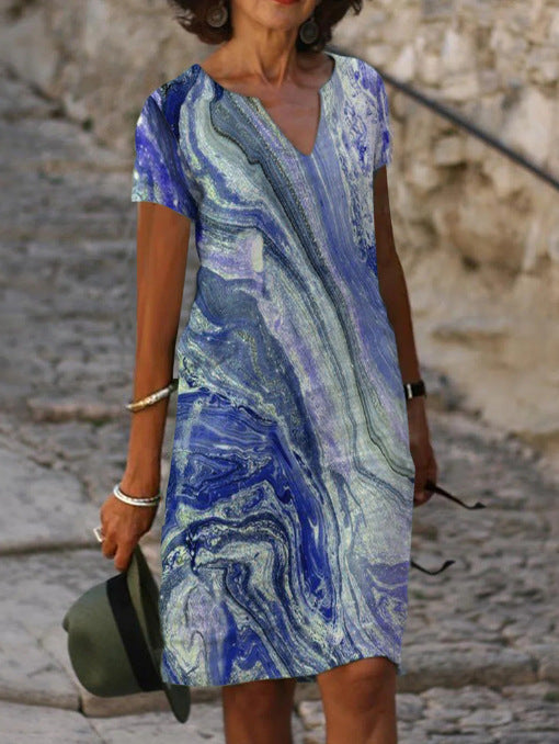 Abito Estivo Elegante con Scollatura a V per uno Stile Senza Sforzo Stile Italiano