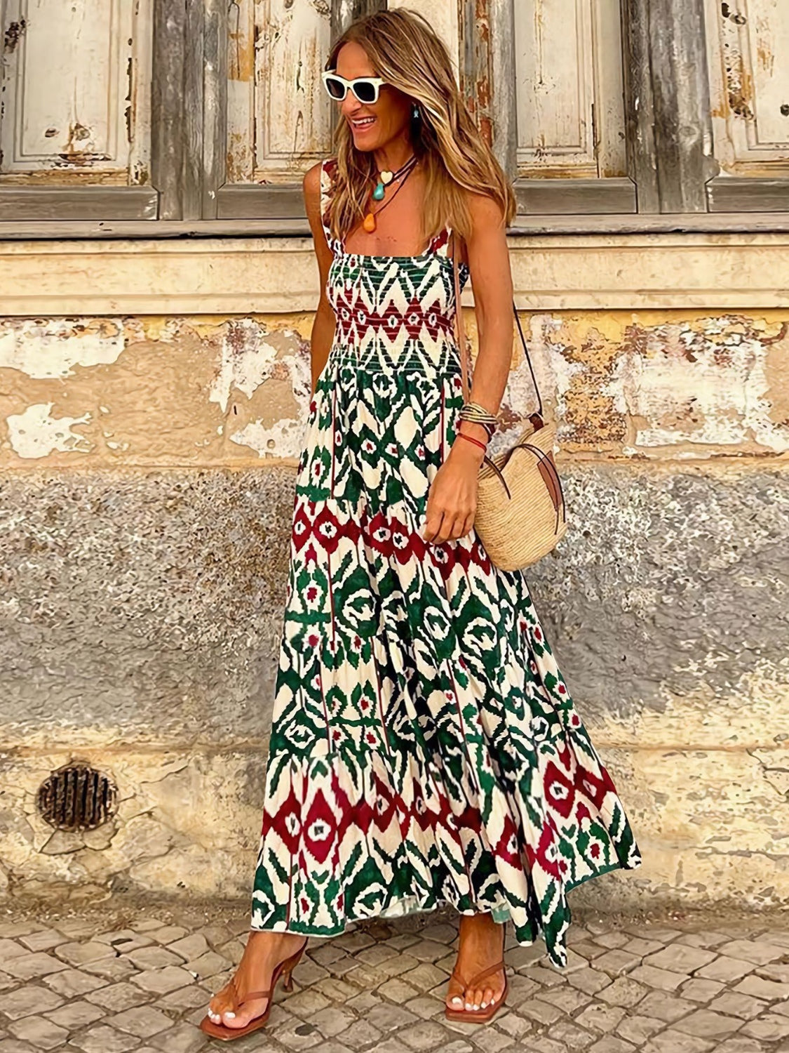Abito Estivo Senza Maniche Sunny Days con Arricciature per Divertimento Estivo Stile Italiano