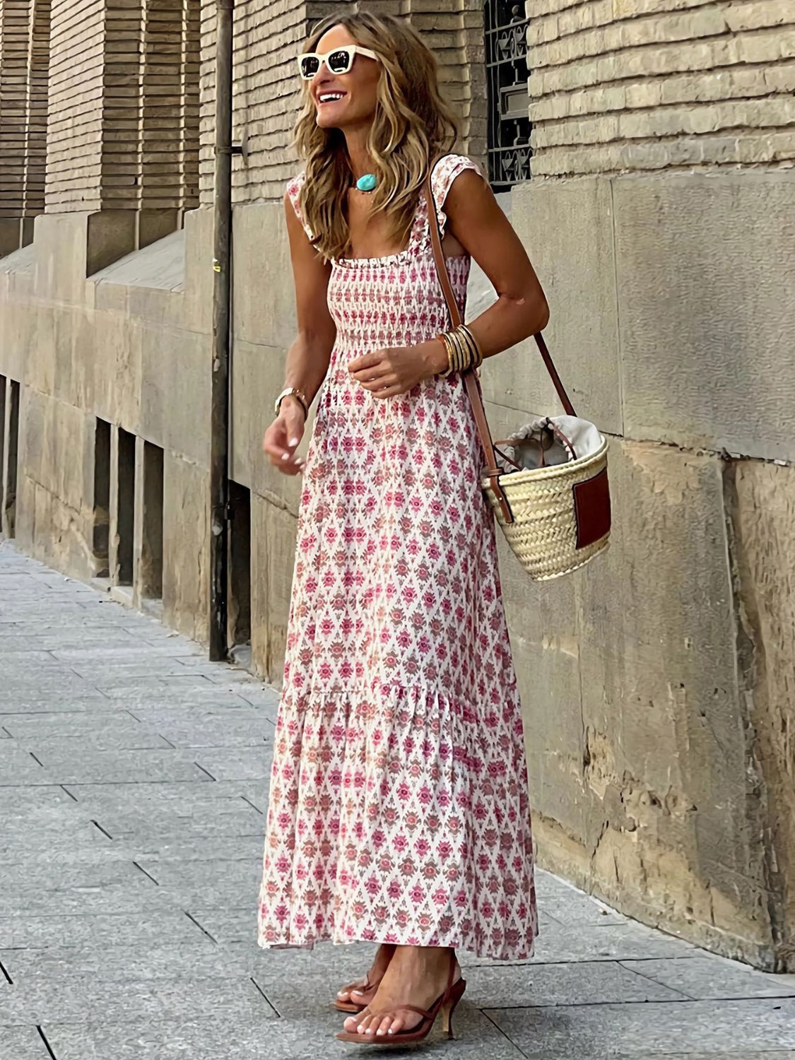 Abito Estivo Senza Maniche Sunny Days con Arricciature per Divertimento Estivo Stile Italiano