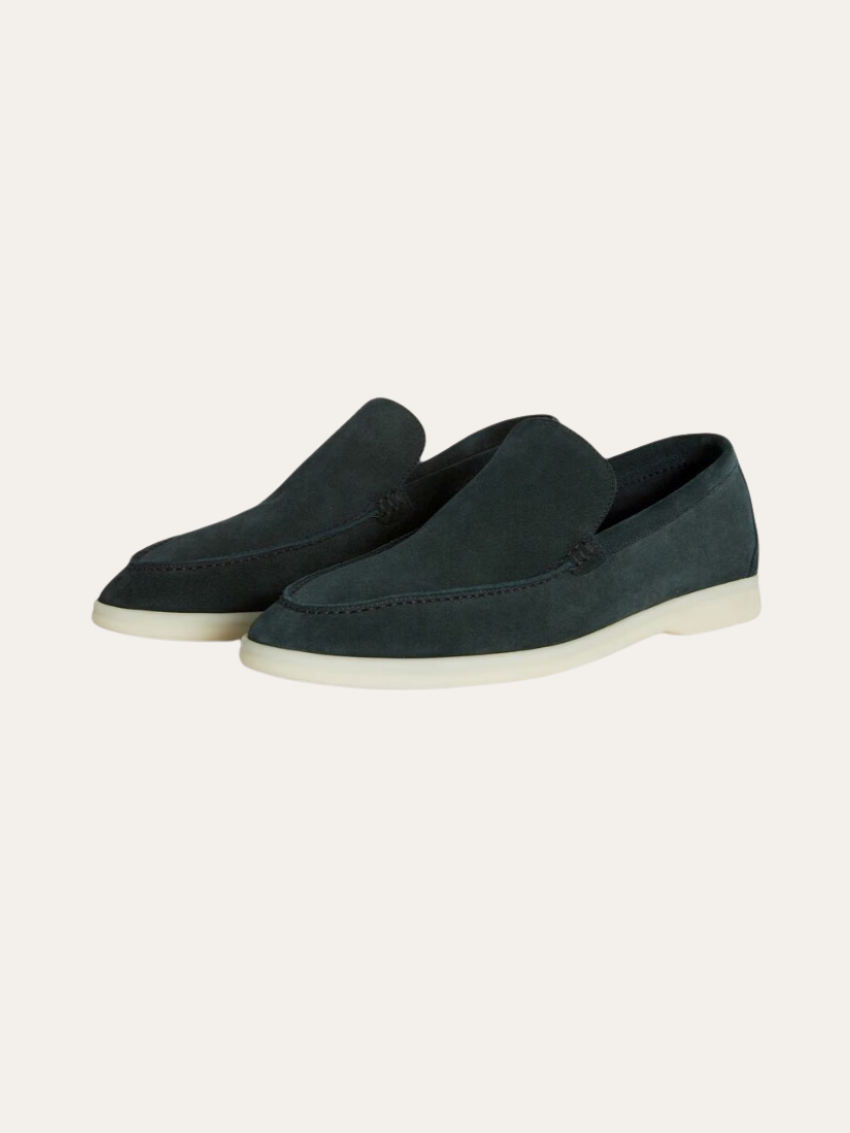 Mocassini Eleganti Verde Scuro in Suede per Comfort Stiloso