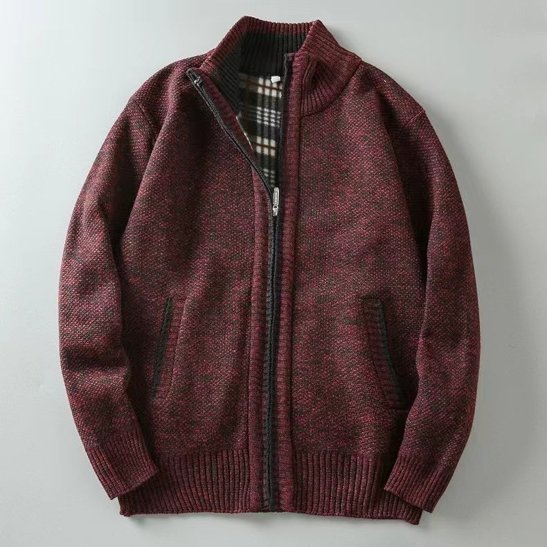 Damian - Cardigan con Zip e Collo Alto a Maglia per Uomo