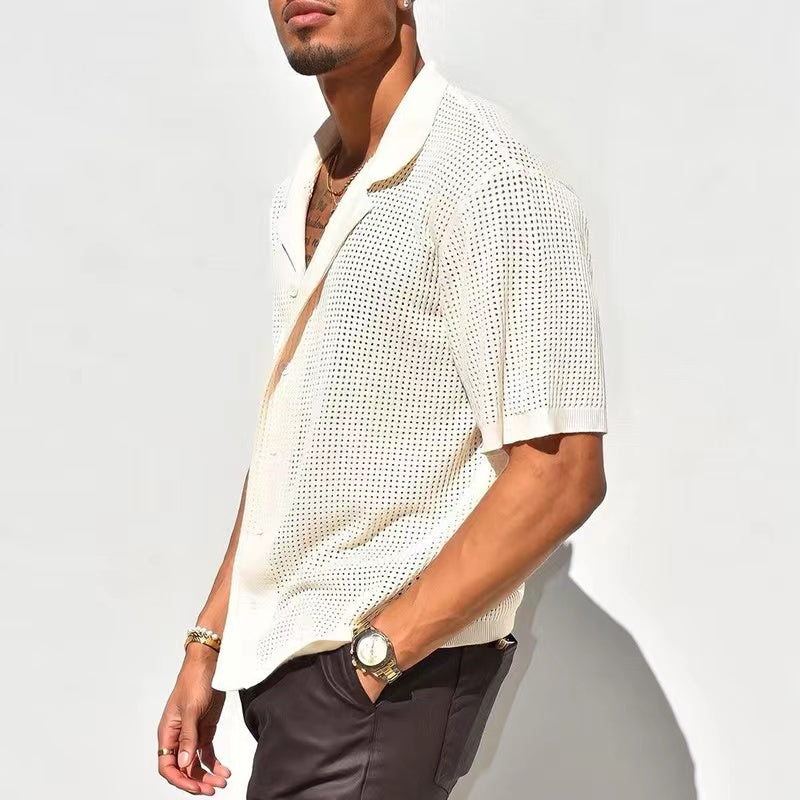 Sandro - Camicia estiva elegante con maniche corte per uomo