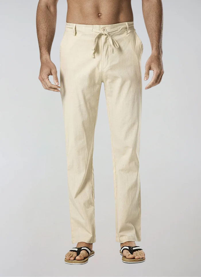 Pantaloni in Lino Beige con Coulisse – Stile & Comfort