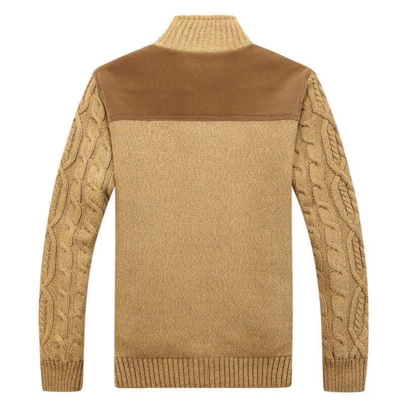 Peterson - Cardigan a Collo Alto in Maglia Intrecciata con Interno in Peluche per Uomo