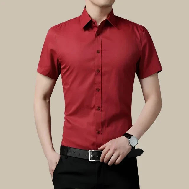 Marco - Camicia casual da uomo in premium stretch con maniche corte