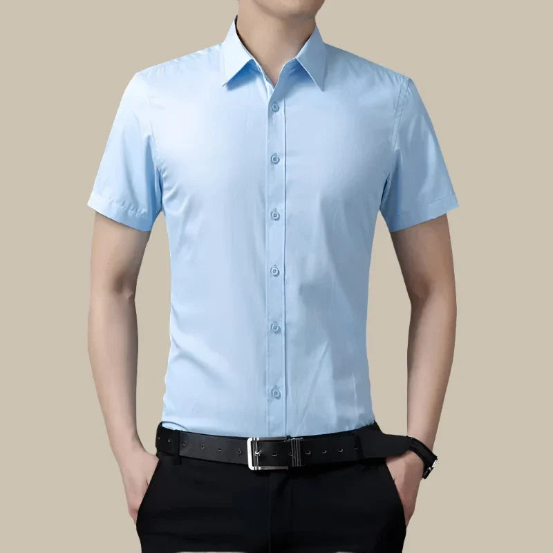 Marco - Camicia casual da uomo in premium stretch con maniche corte