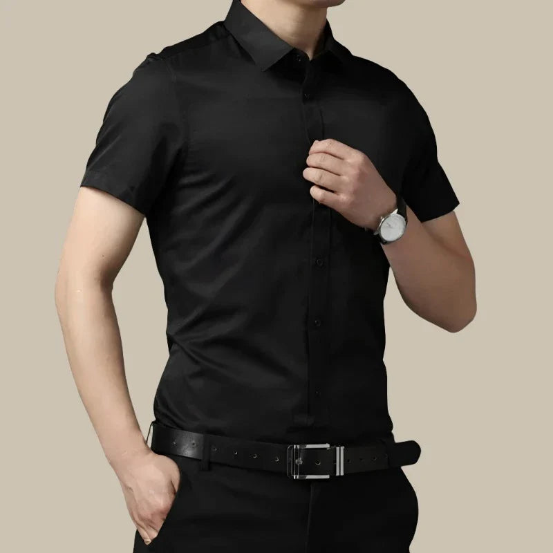 Marco - Camicia casual da uomo in premium stretch con maniche corte