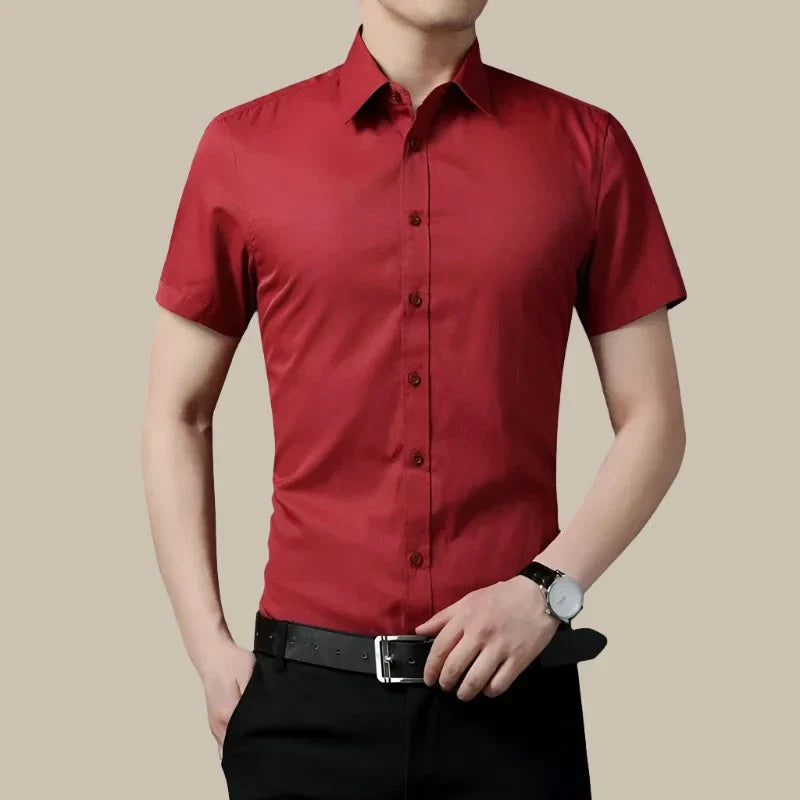 Marco - Camicia casual da uomo in premium stretch con maniche corte