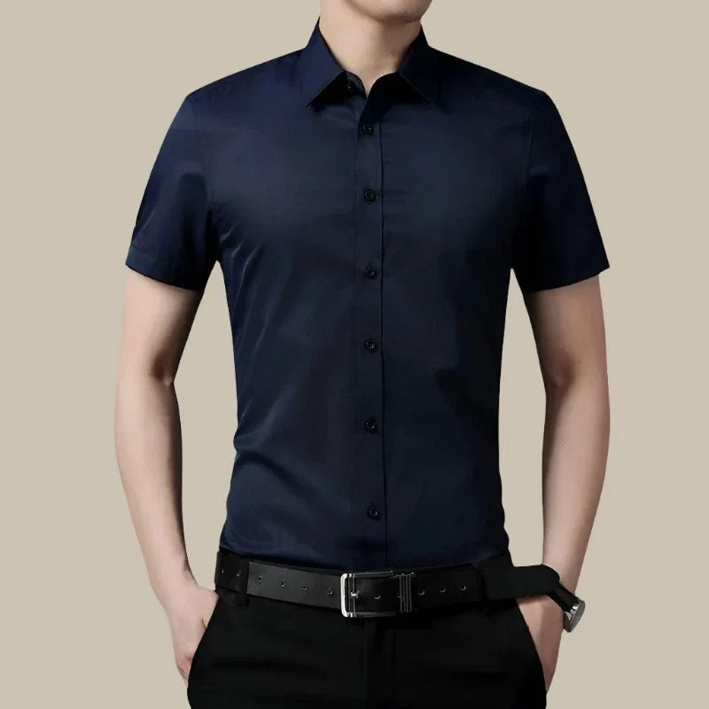 Marco - Camicia casual da uomo in premium stretch con maniche corte