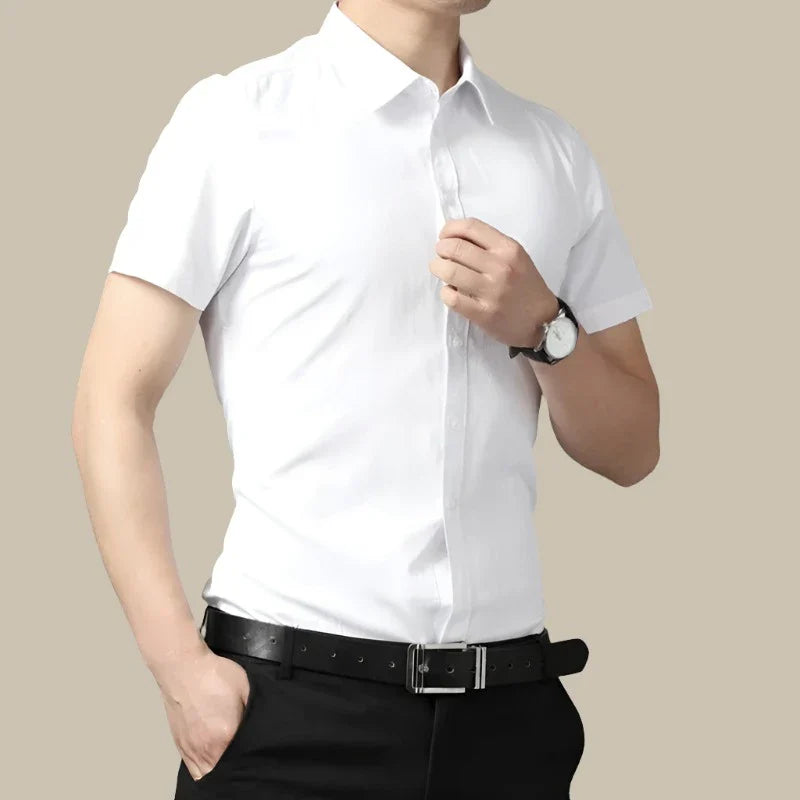 Marco - Camicia casual da uomo in premium stretch con maniche corte