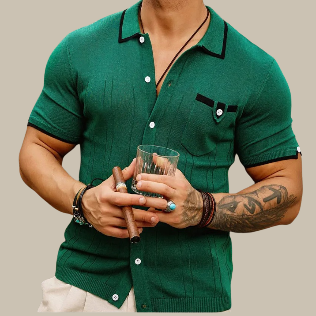Marco - Camicia elegante a maglia con colletto e maniche corte per uomini