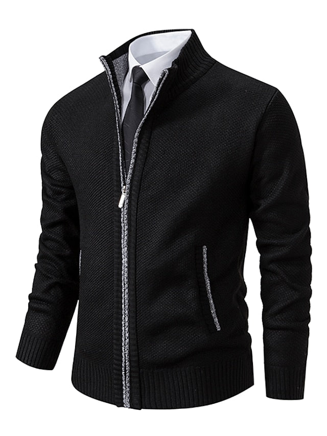 Lucian - Cardigan a Collo Alto in Maglia per l'Autunno per Uomo