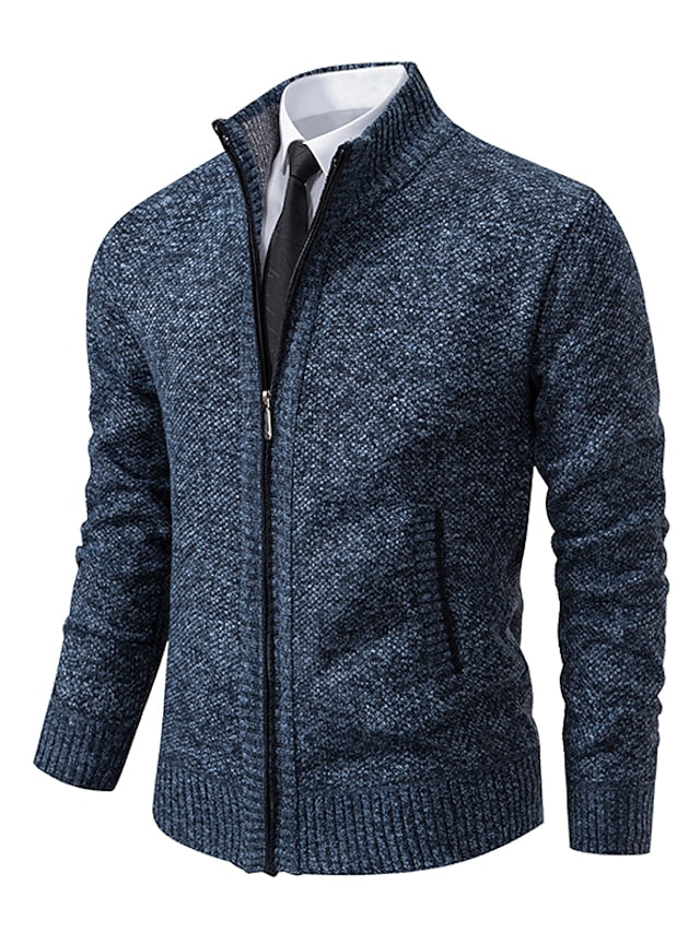 Lucian - Cardigan a Collo Alto in Maglia per l'Autunno per Uomo