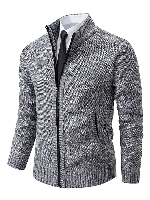 Lucian - Cardigan a Collo Alto in Maglia per l'Autunno per Uomo