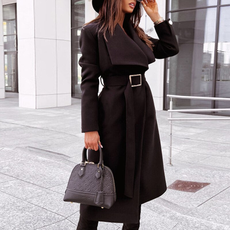 Alena | Elegante Cappotto di Lana con Cintura per Donne