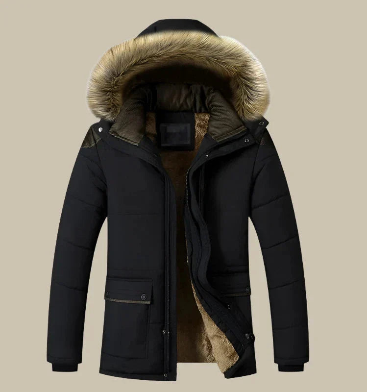 Parka Aspen | Giacca invernale impermeabile lunga per uomo con colletto in pelliccia e fodera in fleece