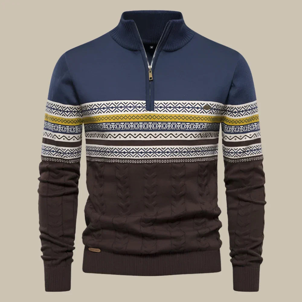 Marco - Pullover a mezza zip in stile norvegese per uomini