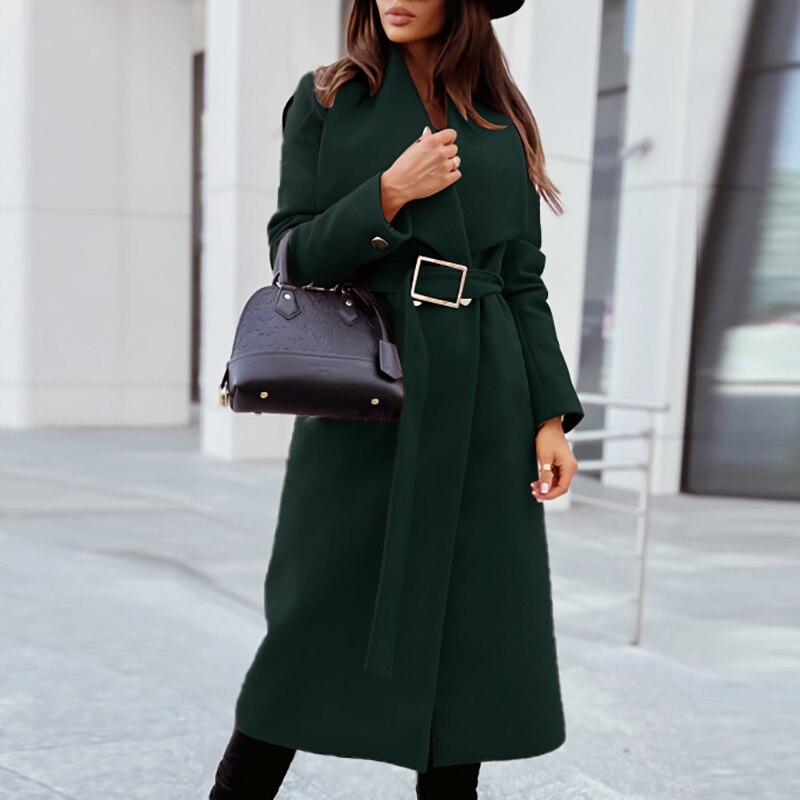 Alena | Elegante Cappotto di Lana con Cintura per Donne