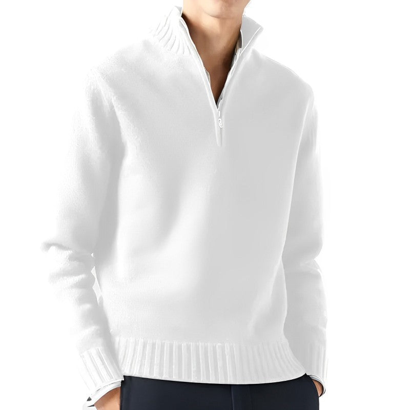 Luca - Pullover in maglia elegante con collo a V e zip per uomo