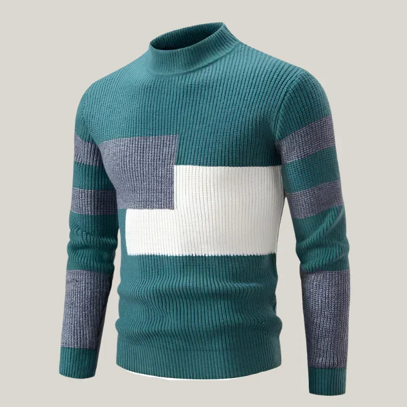 David - Maglione caldo da uomo con scollo rotondo e motivo elegante